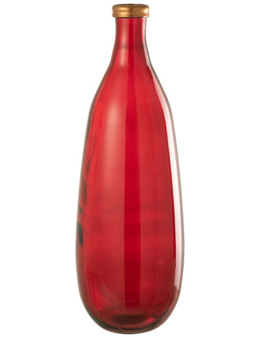 Vase en verre à bordure dorée rouge grandJ-Line