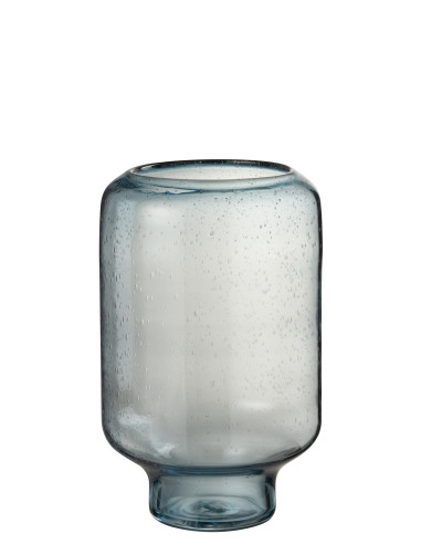 Vase Nora Sur Pied Verre Rond Bleu Clair GrandJ-Line