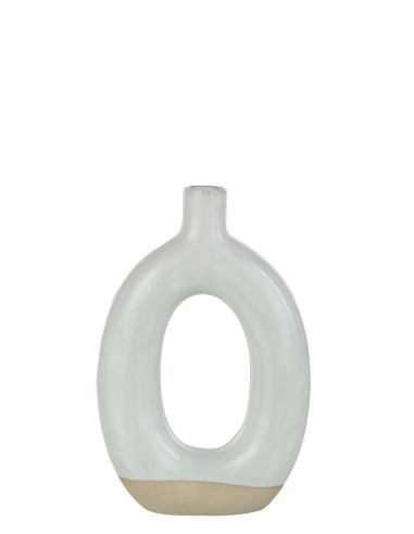 Grand vase en porcelaine blanc/beige en forme de cercleJ-Line