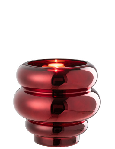 Porte-bougie/vase Cléa en verre rouge foncéJ-Line