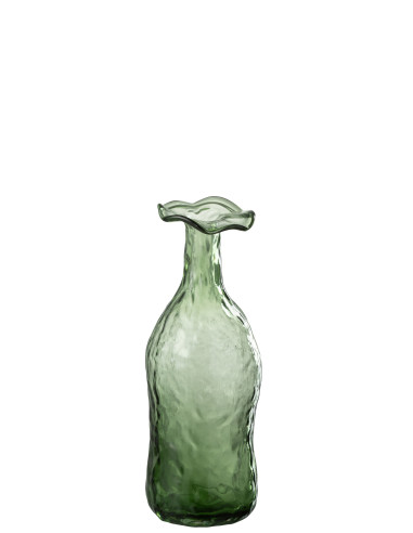 Vase en verre vert petit en fleursJ-Line