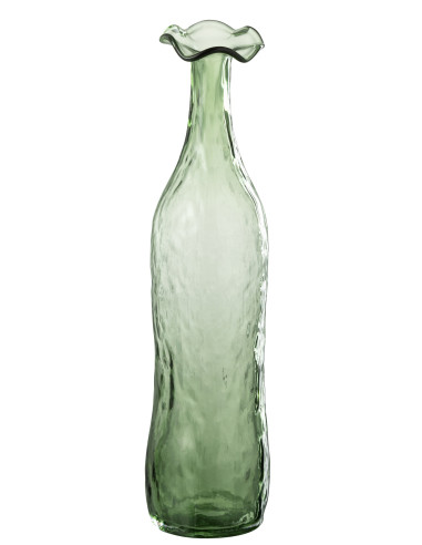 Vase en verre vert grand en fleursJ-Line