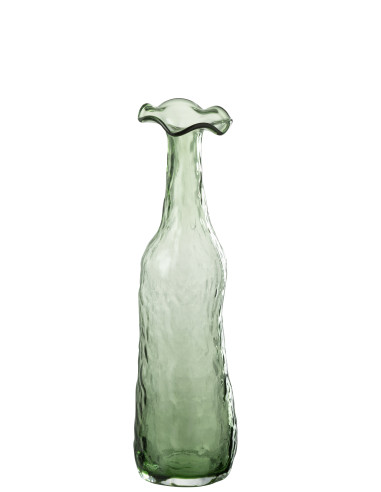 Vase en verre vert moyen en fleursJ-Line