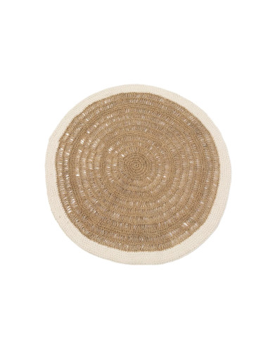 Le tapis rond en seagrass et coton - blanc naturel - 100