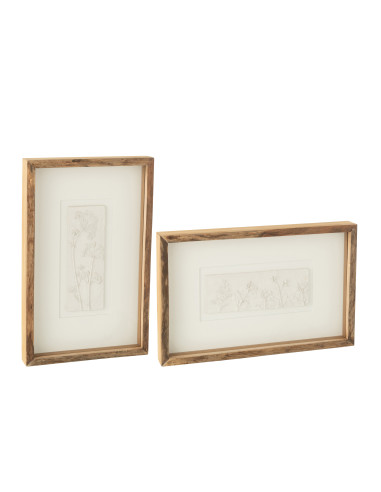 Décoration murale en MDF/Firon bois brun/blanc assortiment de 2J-Line