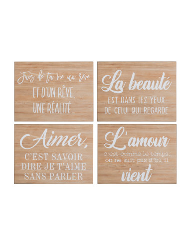 Panneau horizontal en bois naturel avec texte blanc assorti de 4J-Line